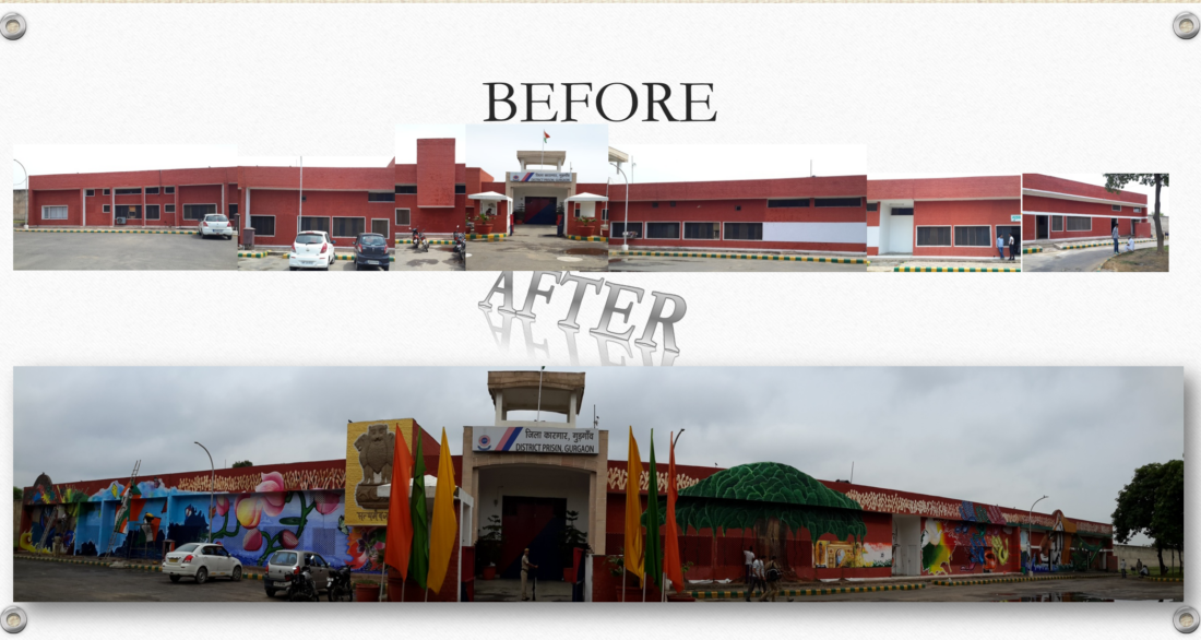 Bhondsi exterior in panorama- Before After
